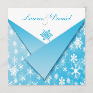 Invitación Copos de nieve del azul y del blanco de cielo que