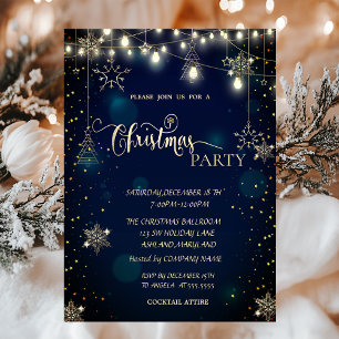 Invitación Copos de nieve dorados, Adornos, Luces Navideñas