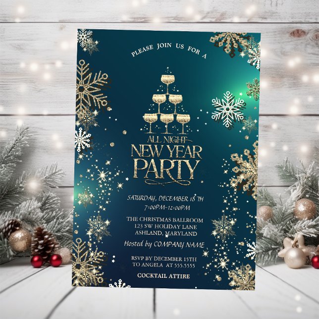 Invitación Copos de Nieve Dorados, Fiesta de la Compañía de C (Subido por el creador)