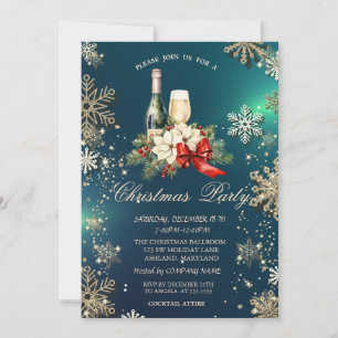 Invitación Copos de nieve dorados, Fiesta de la empresa del v