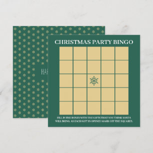 Invitación Copos de nieve dorados, Fiesta Navidad Bingo