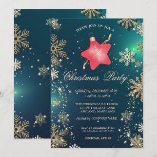 Invitación Copos de nieve dorados, Navidades Star Ornament Co