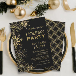 Invitación Copos de nieve dorados y glándula de vacaciones ne