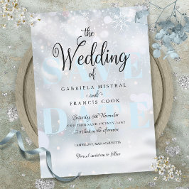 Invitación Copos de Nieve Elegantes de Boda Save the Date