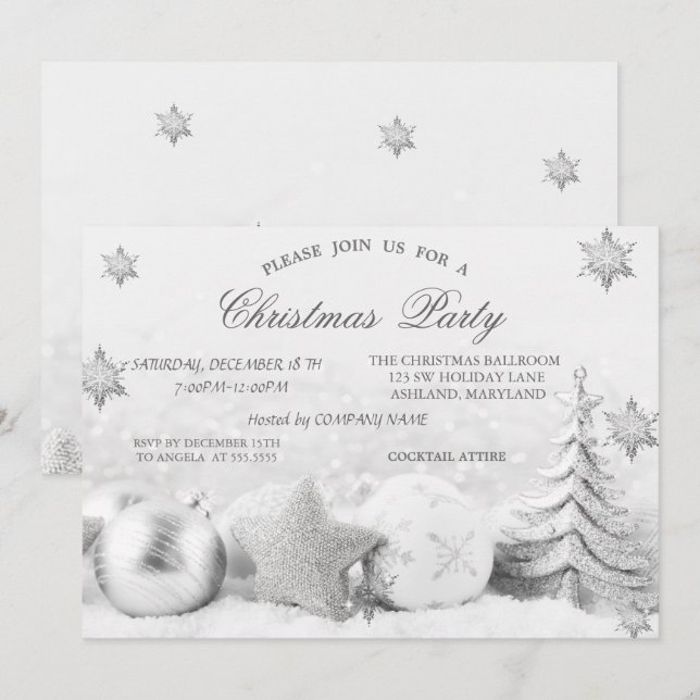 Invitación Copos de nieve, Empresa de Bolas para Árbol de Nav (Anverso / Reverso)