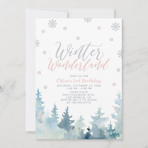 Invitación Copos de Nieve Invernal 3er Cumpleaños
