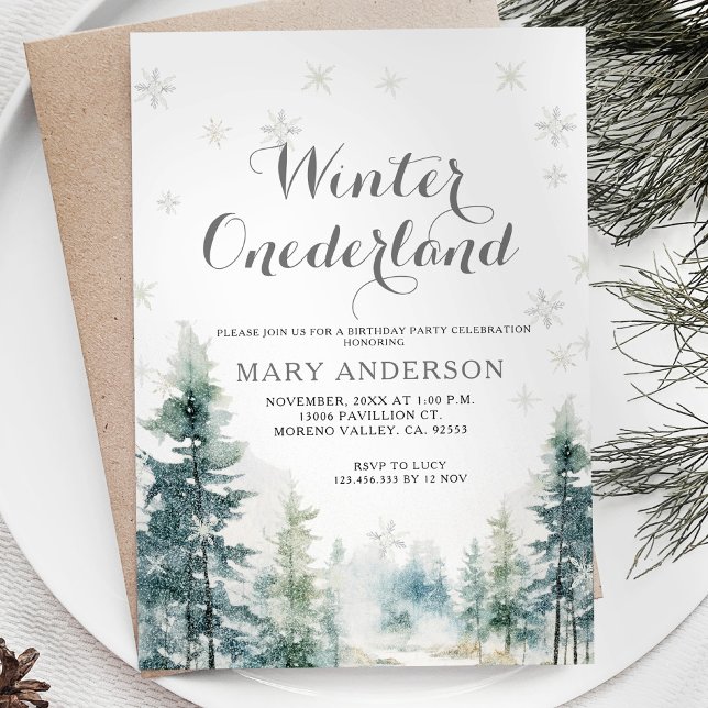 Invitación Copos de nieve Invierno Blanco Onederland Cumpleañ (Subido por el creador)
