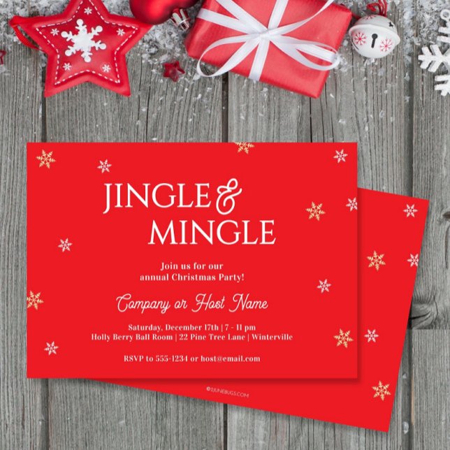 Invitación Copos de nieve Jingle & Mingle Fiesta de Navidad R (Subido por el creador)
