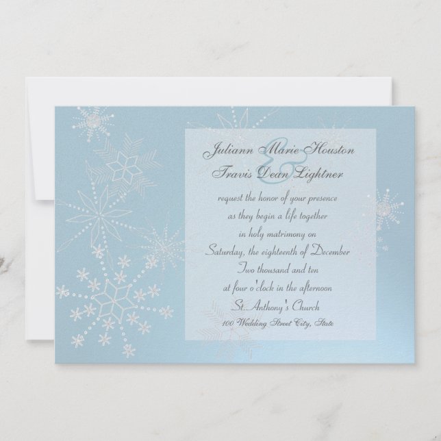 Invitación Copos de nieve joyas/ Boda (Anverso)