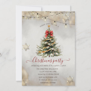 Invitación Copos de nieve, Luces de árbol de pino de Navidad