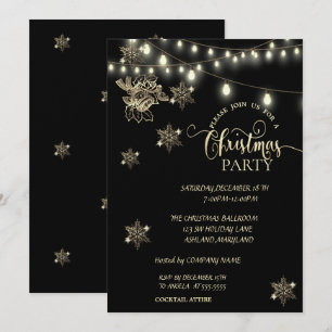 Invitación Copos de nieve, Luces, Fiesta de Navidad de la Com