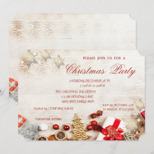 Invitación Copos de Nieve para el Árbol de Navidad, Fiesta de