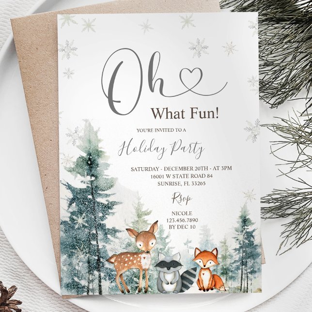 Invitación Copos de nieve Pinos de animales Verdor vacaciones (Subido por el creador)