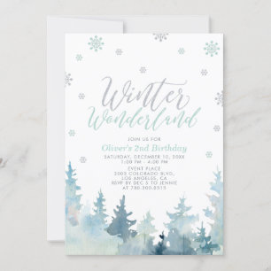 Invitación Copos de Nieve Plateados Fiesta de Cumpleaños Inve