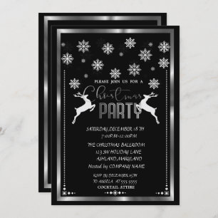 Invitación Copos de nieve plateados, Fiesta de Navidades de l