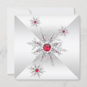 Invitación Copos de Nieve Rojos Fiesta de Cumpleaños del País
