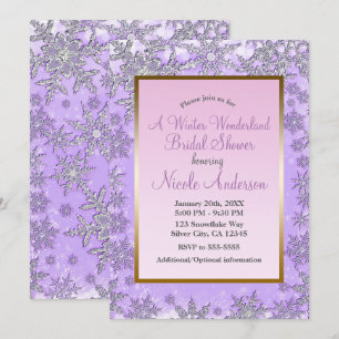 Invitación Copos de nieve rosados y morados Invierno Despedid