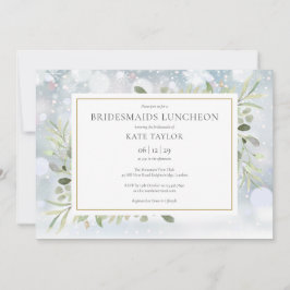Invitación Copos de nieve Verdor de invierno Bridesmaids Lunc