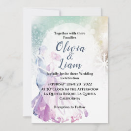 Invitación Copos de nieve y Boda de parejas de color de invie