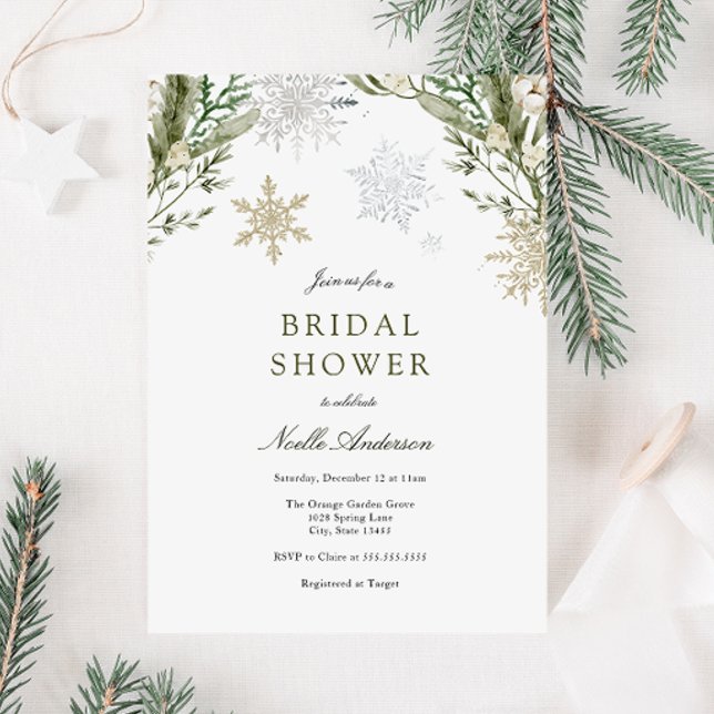 Invitación Copos de nieve y ducha de novias en la vegetación  (Subido por el creador)