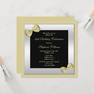 Invitación Copos de oro y plata con marcos de cumpleaños