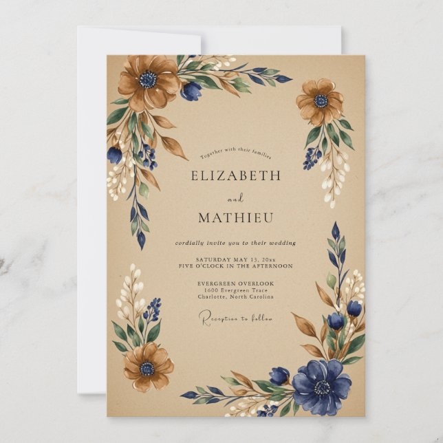 Invitación Copper Artistic Harvest Wedding (Anverso)