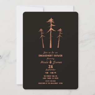 Invitación Copper Bronze Altos Pinos Rustico Compromiso