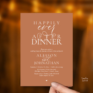 Invitación Copper Brown Cena de Boda para Felices para Siempr