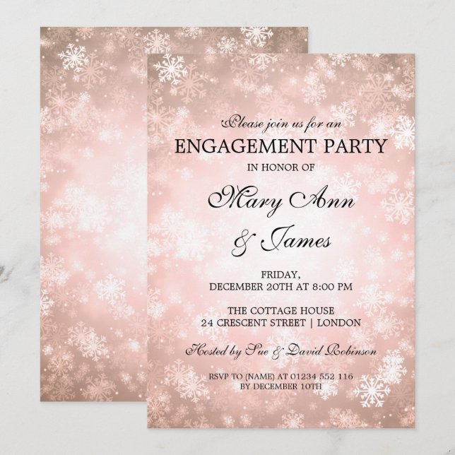 Invitación Copper del Partido de Compromiso Elegante de Winte (Anverso / Reverso)