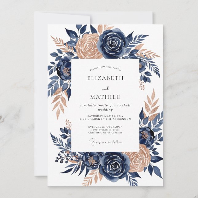 Invitación Copper Exquisite Autumnal Wedding (Anverso)