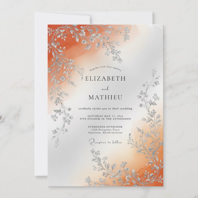 Invitación Copper Lustrous Autumnal Wedding (Anverso)
