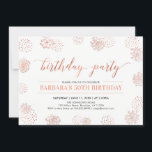 Invitación Copper Stylish Modern 50th, 60th Birthday Party<br><div class="desc">Celebre su día especial con este elegante diseño de invitación para fiestas de cumpleaños que incluye una hermosa tipografía y patrones de fondo en textura de cobre falso.</div>