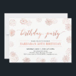 Invitación Copper Stylish Modern 50th, 60th Birthday Party<br><div class="desc">Celebre su día especial con este elegante diseño de invitación para fiestas de cumpleaños que incluye una hermosa tipografía y patrones de fondo en textura de cobre falso.</div>