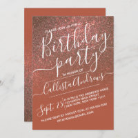 Copper Terracotta Sparkly Purpurina Ombre Cumpleañ