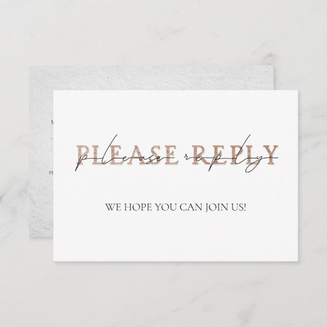 Invitación COPPER TYPOGRAPHY Hand Lettered Wedding RSVP (Anverso / Reverso)
