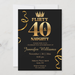 Invitación coqueta 40 y traviesa, elegante cumpleaños 40 dora