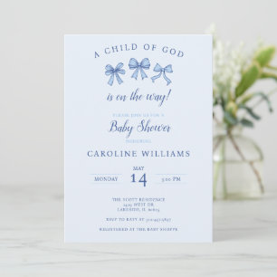 Invitación Coqueta azul cristiana niño niño niño de Dios