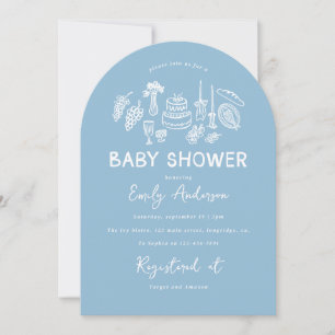 Invitación Coqueta azul moderna ducha de bebé de mano
