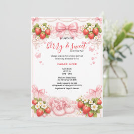 Invitación Coqueta Berry Dulce Cumpleaños de Strawberry Bebe 