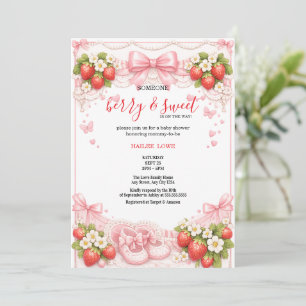 Invitación Coqueta Berry Dulce Cumpleaños de Strawberry Bebe