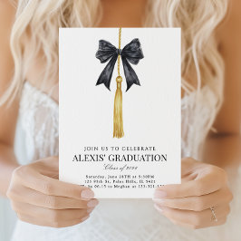 Invitación Coqueta Blak Lazo de Borla Graduación Promoción 20