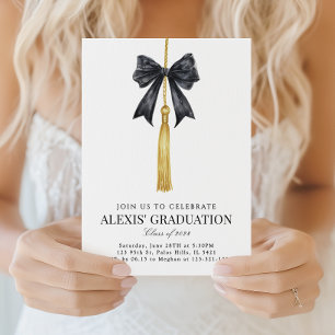 Invitación Coqueta Blak Lazo de Borla Graduación Promoción 20