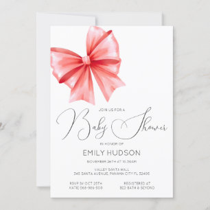 Invitación Coqueta con Lazo Rojo Editable