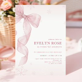 Invitación Coqueta con Lazo Rosa Fiesta de Cumpleaños de Invi