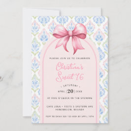 Invitación Coqueta Cumpleaños 16 con Lazo Rosa Dulce