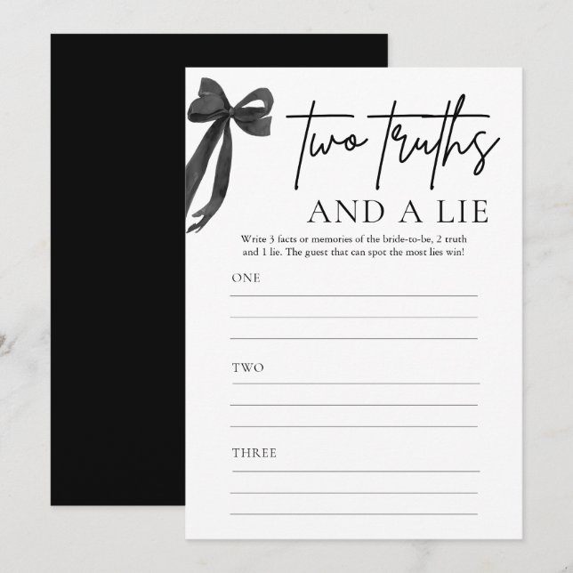 Invitación Coqueta de barro negro dos verdades y un juego de  (Anverso / Reverso)