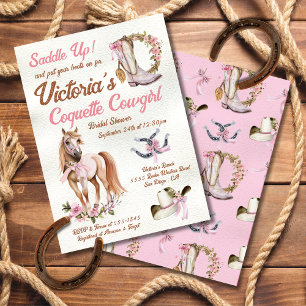 Invitación Coqueta de color rosa de vaca lechera ducha