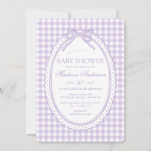 Invitación Coqueta de Encaje Morado para Baby Shower
