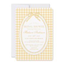 Coqueta de gingham amarillo con lazo para despedid