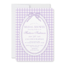 Coqueta de gingham morado con lazo para despedida